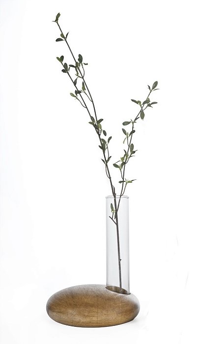 Vaso Solitario de Madeira Redondo  - 33cm x 26cm