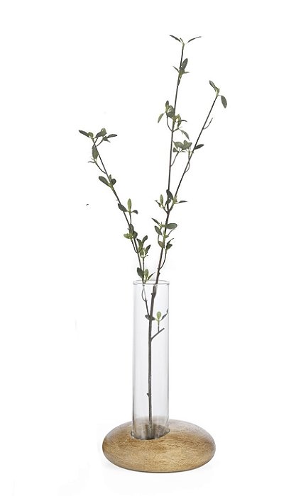 Vaso Solitario de Madeira Redondo  - 33cm x 20cm