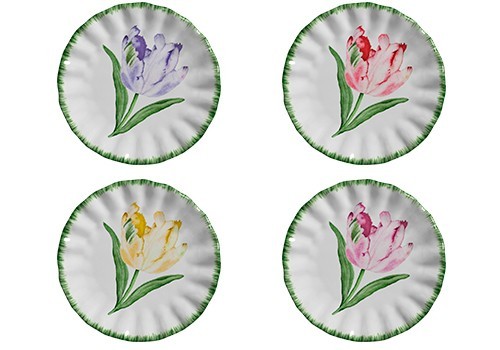 Conjunto 4 Pratos de Pão Tulipas