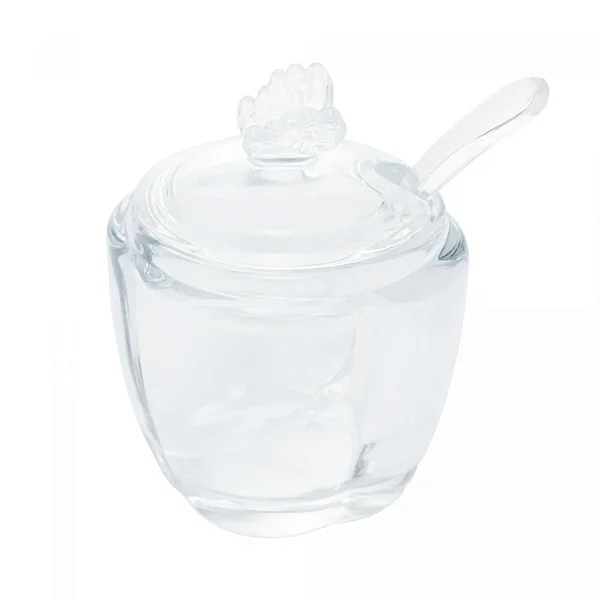 Açucareiro de Vidro com Colher Butterfly 130ml - 8,5cm x 8,5cm x 11cm