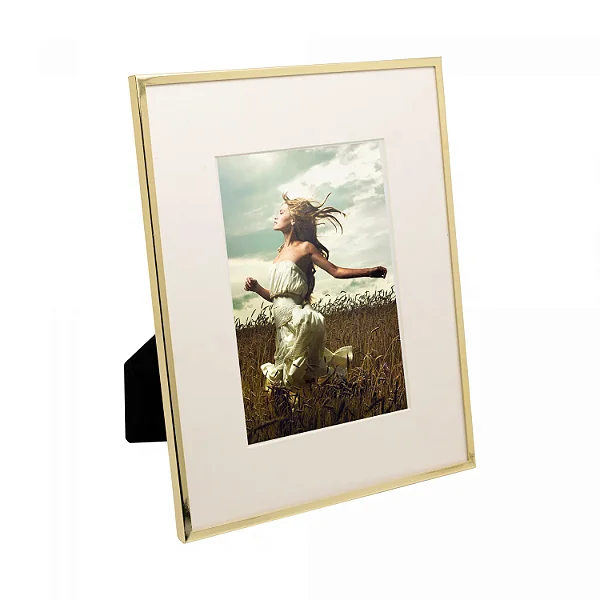 Porta-Retrato de Aço Inox Basic Dourado 15cm x 20cm