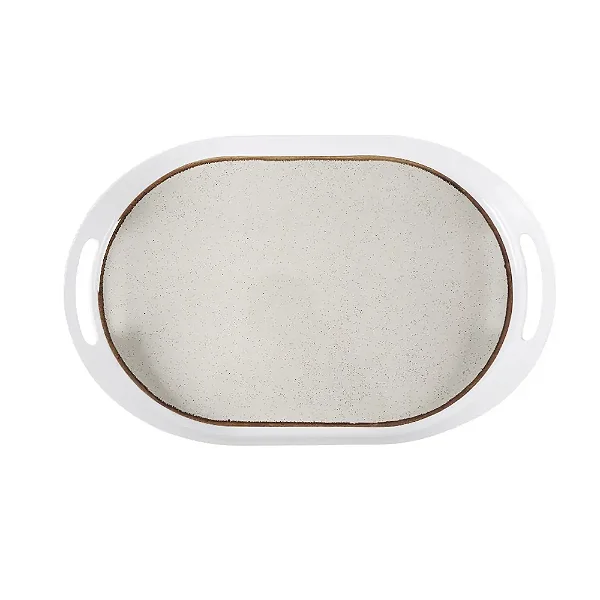 Bandeja Oval de Melamina com Alça Sublime - 53cm x 35cm x 7cm