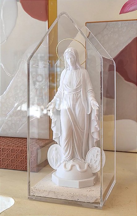 Cúpula Nossa Senhora das Graças Medalha Milagrosa em Caixa de Acrílico