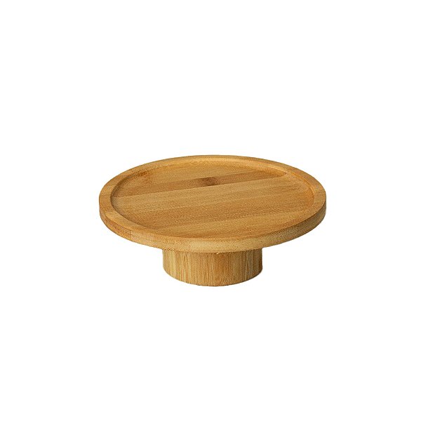 Prato para Bolo de Bambu com Pé P - 20cm x 7cm