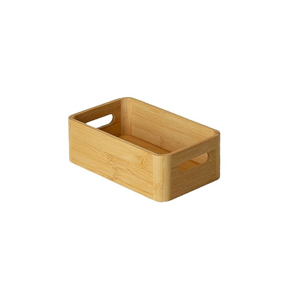 Caixa Organizadora de Bambu com Alça P - 24cm x 13cm x 7,6cm
