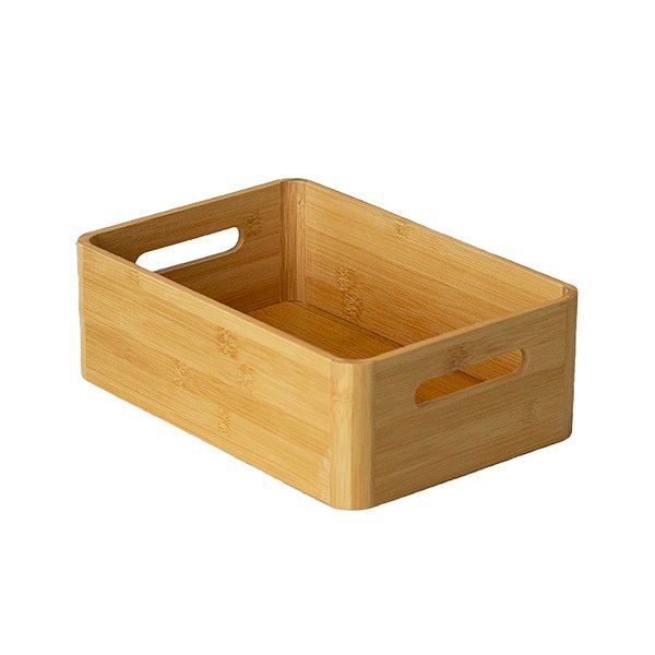 Caixa Organizadora de Bambu com Alça G - 30cm x 19cm x 10,4cm