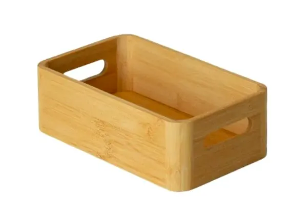 Caixa Organizadora de Bambu com Alça GG - 33cm x 22cm x 12cm