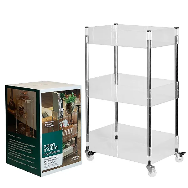 Organizador Triplo com Rodízio Premium - 88cm x 46cm x 30cm