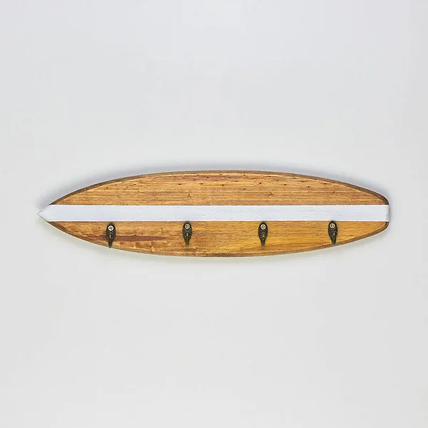 Cabideiro Prancha Marrom e Branco em Madeira - 40cm