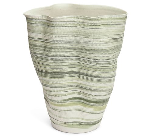 Vaso em Cerâmica Ondas Orgânico Verde Medio - 33cm