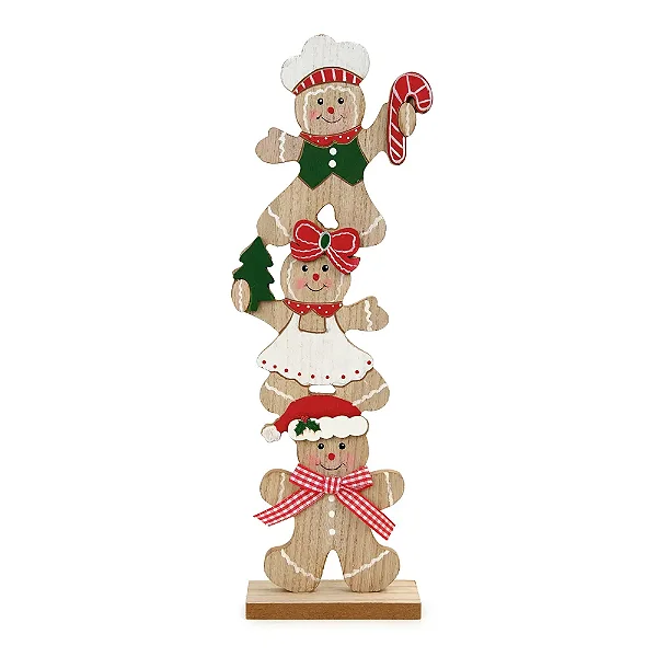 Boneco Decorativo Gingerbread Chef de Cozinha Colorido Natal - 30cm