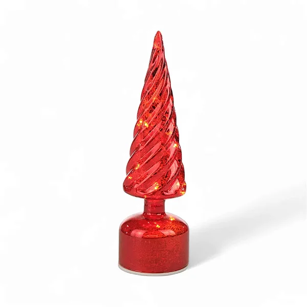 Arvore Decorativa Giratória com Led Vermelho Natal - 30cm