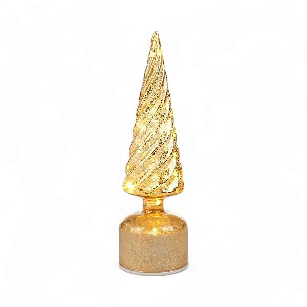 Arvore Decorativa Giratória com Led Ouro Natal - 30cm