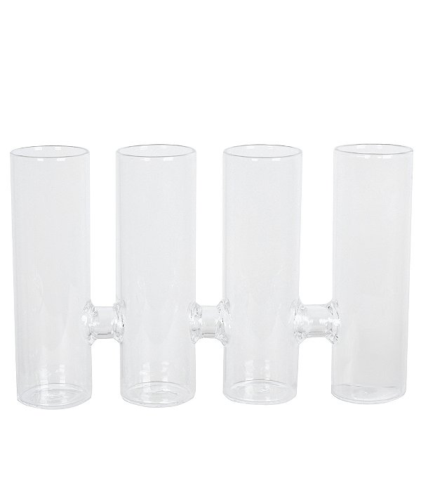 Vaso de Vidro Transparente 4 Cavidades - 20cm x 20cm x 12cm