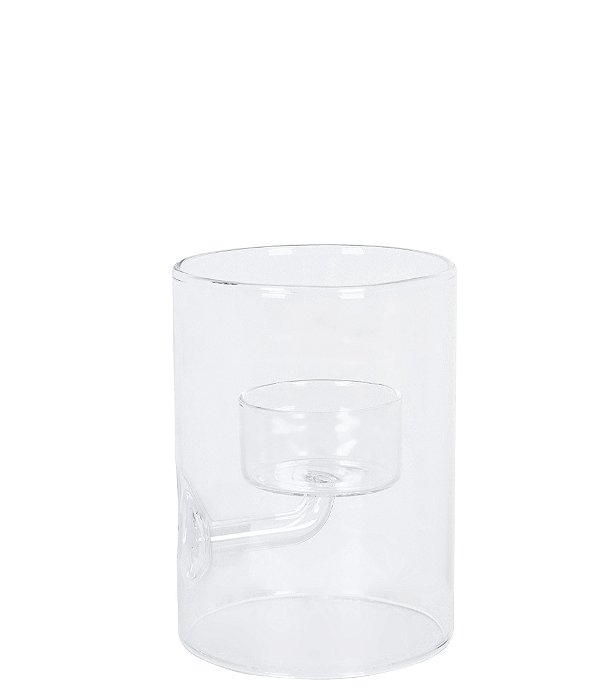 Vaso de Vidro Castiçal Transparente (1 Vela) - 11cm x 8cm