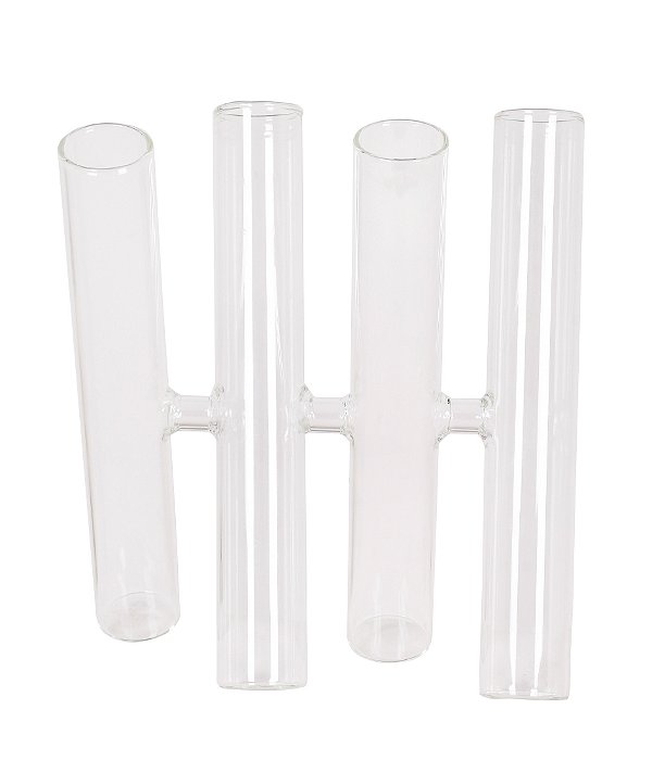 Vaso Inclinado de Vidro Transparente 4 Cavidades - 19cm x 19cm x 10cm