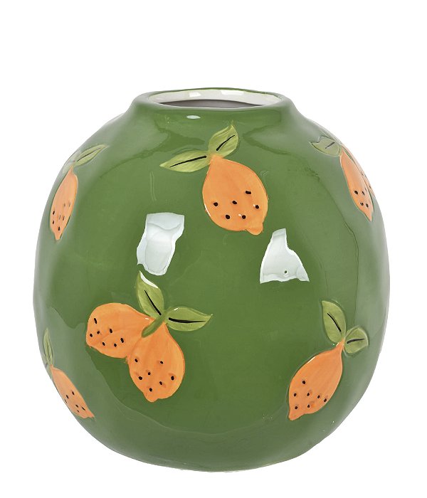 Vaso em Cerâmica Morangos Colorido - 17cm x 16cm