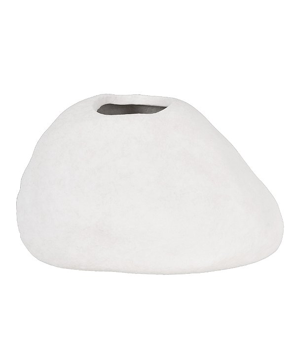 Vaso Orgânico em Cerâmica Branco - 16cm x 10cm x 10cm