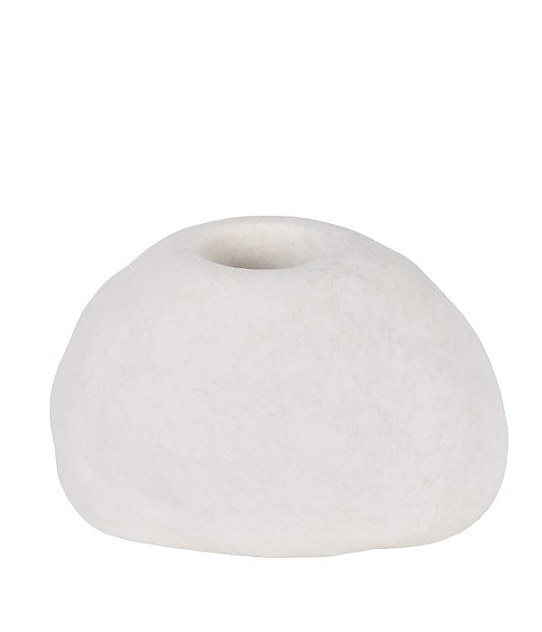 Vaso Castiçal Orgânico em Cerâmica Branco - 9cm x 6cm x 5cm