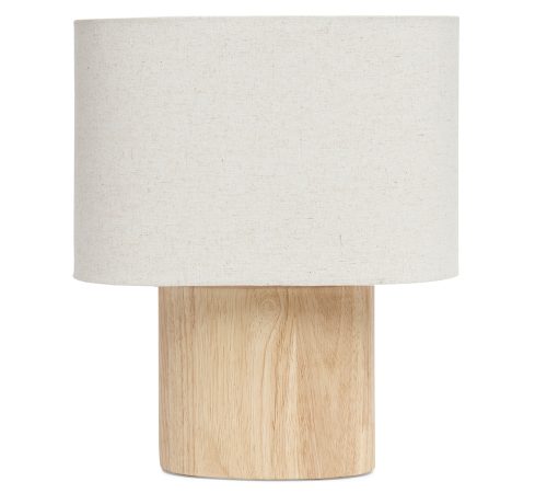 Abajur / Luminaria em Madeira e Linho - 36,5cm x 30cm x 15cm