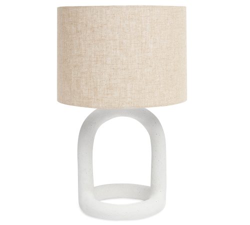 Abajur / Luminaria em Cerâmica e Linho - 40,5cm x 25cm