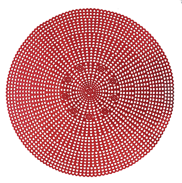 Jogo Americano Redondo Macrame Vermelho Natal - 41cm