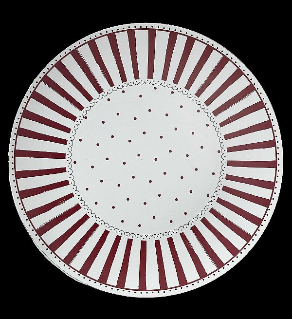 Sousplat Poa com Borda de Listras Natal - 33cm