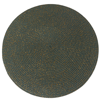 Jogo Americano Redondo Brilhante Verde/Dourado - 38cm