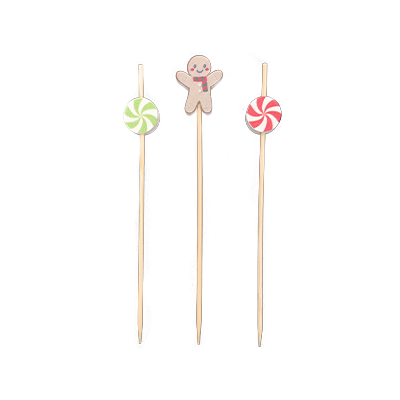 Palitos Aperitivo Decorado Natal Candy com 50 unidades - 12cm