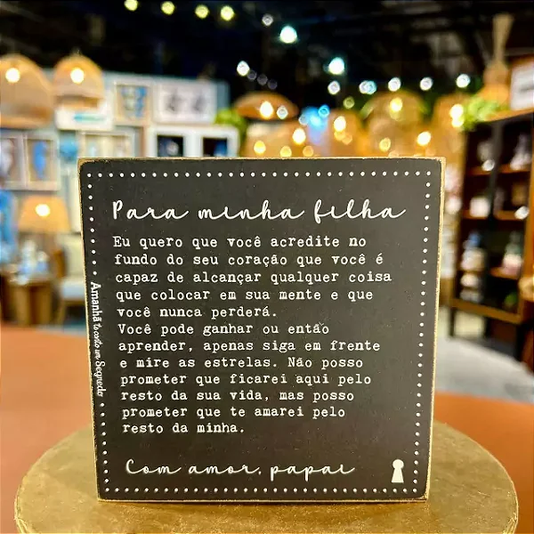 Quadro Box Para Minha Filha Papai - 12cm x 12cm
