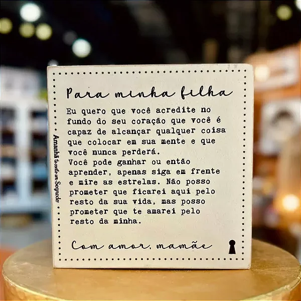 Quadro Box Para Minha Filha Mamãe - 12cm x 12cm