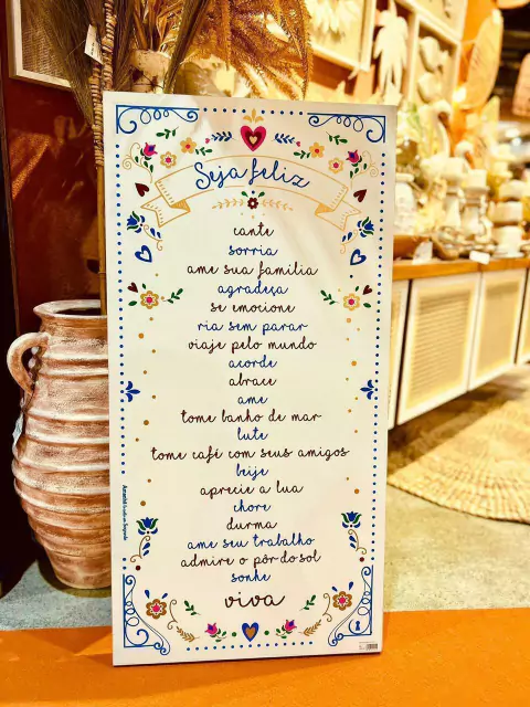 Quadro Box Seja Feliz Branco - 40cm x 60cm