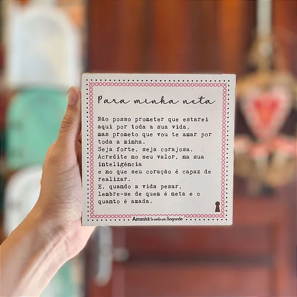 Quadro Box Para Minha Neta - 12cm x 12cm