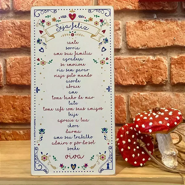 Quadro Box Seja Feliz Branco - 15cm x 30cm