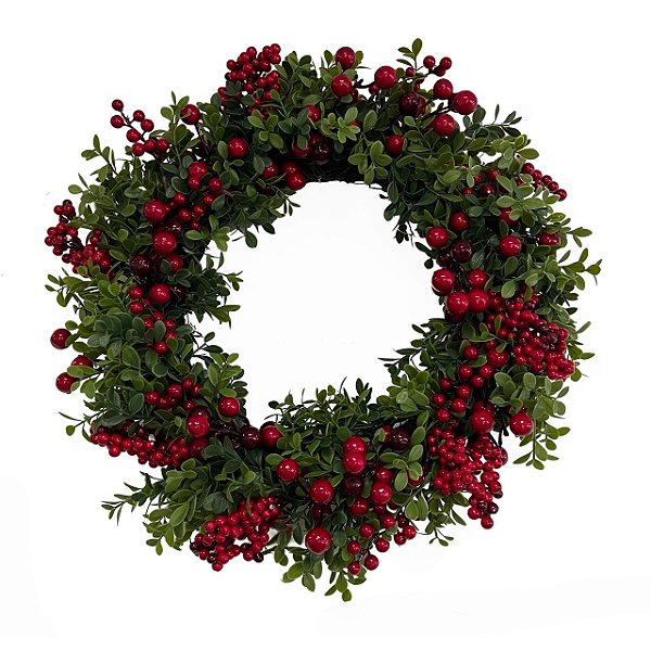 Guirlanda Decorada Vermelha e Verde Berries Natal - 50cm
