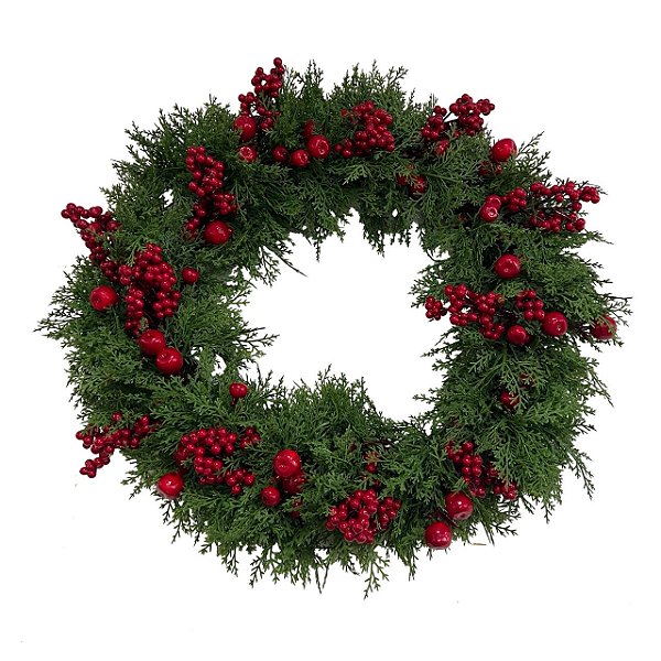 Guirlanda Decorada Vermelha e Verde Berries Natal - 60cm
