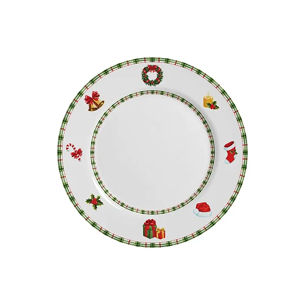Conjunto com 6 Pratos de Sobremesa Jingle Bells Natal - 21cm