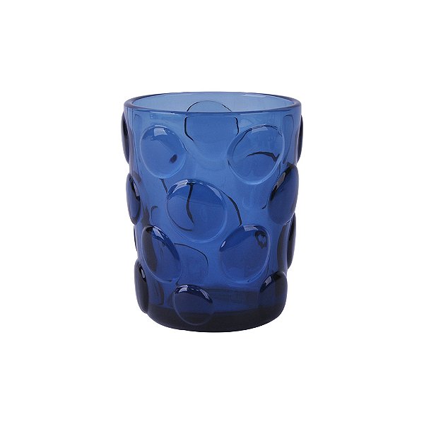 Conjunto com 6 Copos em Vidro com Textura Bolhas Azul - 300ml