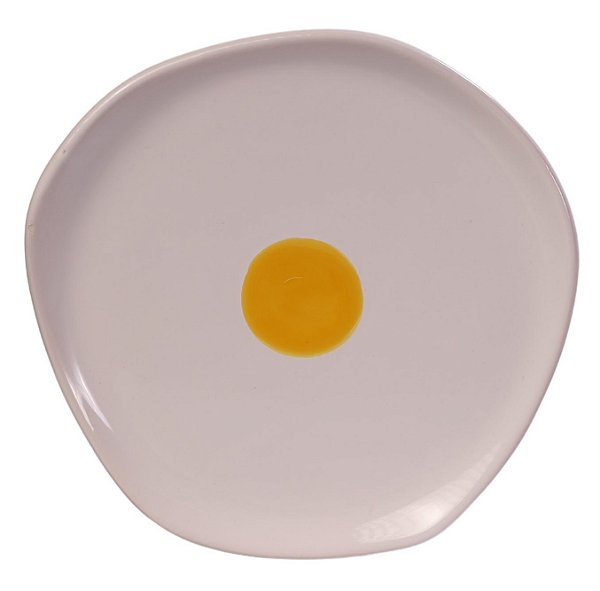 Prato Sobremesa Orgânico Ovo Breakfast em Cerâmica - 23cm x 2,5cm