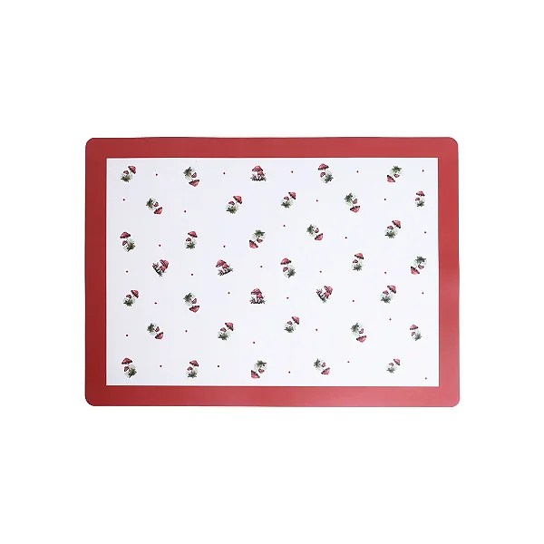 Jogo Americano em Pvc Natal Branco/Vermelho - 45cm x 33cm