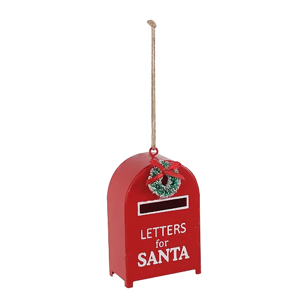 Enfeite Caixa De Correio Decorativa Natalina com Guirlanda Vermelho /Verde - 9cm x 6cm