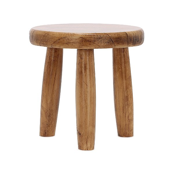 Banco de Madeira Redondo Rústico P - 32cm x 32cm