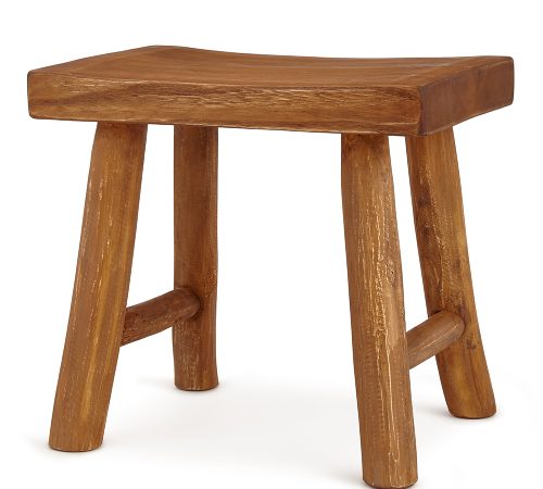 Banquinho Retangular Decorativo de Madeira Escura - 31cm x 34cm