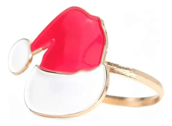Jogo com 4 Anéis de Guardanapo Gorro Papai Noel Natal