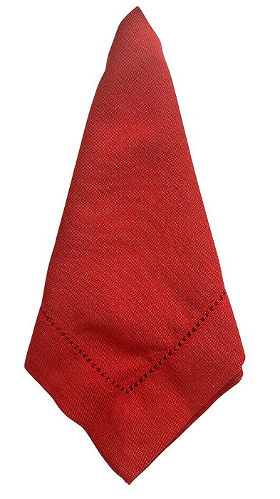 Guardanapo Linho Misto Vermelho Natal - 40cm x 40cm