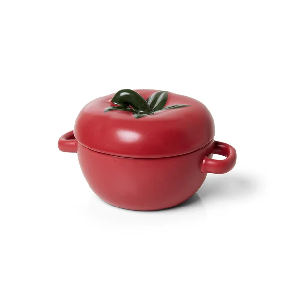 Bowl com Tampa em Cerâmica Aquarelle Tomate 14cm x 11cm - 600ml