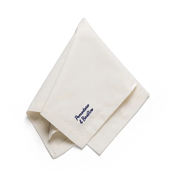 Conjunto com 4 Guardanapos Eco Pomodoro e Basílico Azul - 45cm x 45cm