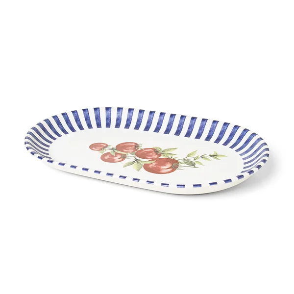 Travessa Aquarelle Listras em Cerâmica Pomodoro e Basilico - 34cm x 22cm