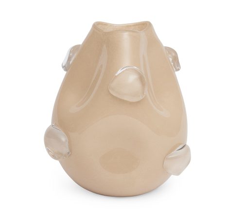Vaso em Vidro Com Bolhas Nude M - 25,5cm x 22cm