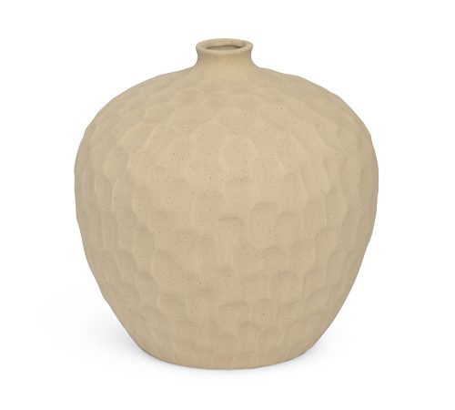 Vaso em Cerâmica Redondo Bege G - 32cm x 31,5cm